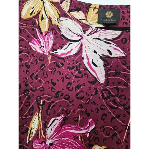 JM Collection Women’s Top Floral Leopard Print 3/4 Sleeves Round Neck Size L - Picture 2 of 7